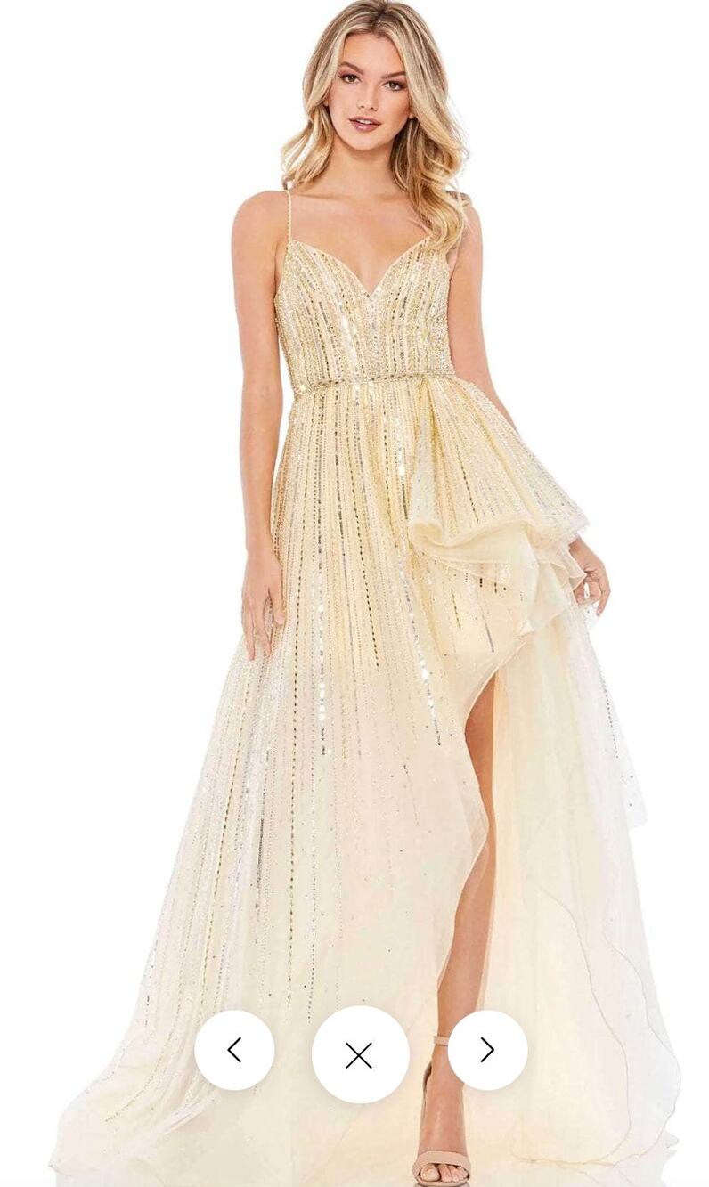 Mac Duggal 70124 - Sequined Tulle Evening Dress, High-low, Gold, Size 10 NWT